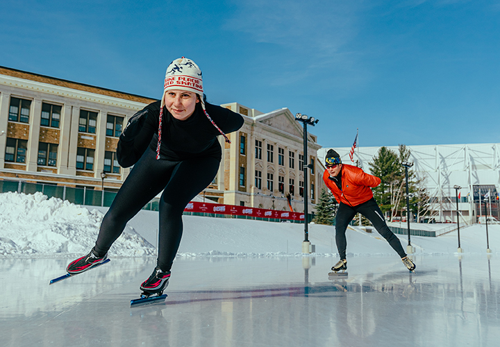 Speed Skating club training on the Olympic Oval